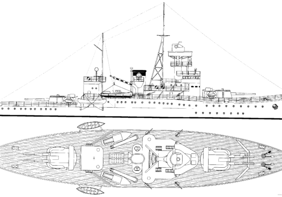 Корабль HTMS Thonburi [Coastal Defence Ship] (1940) - чертежи, габариты, рисунки
